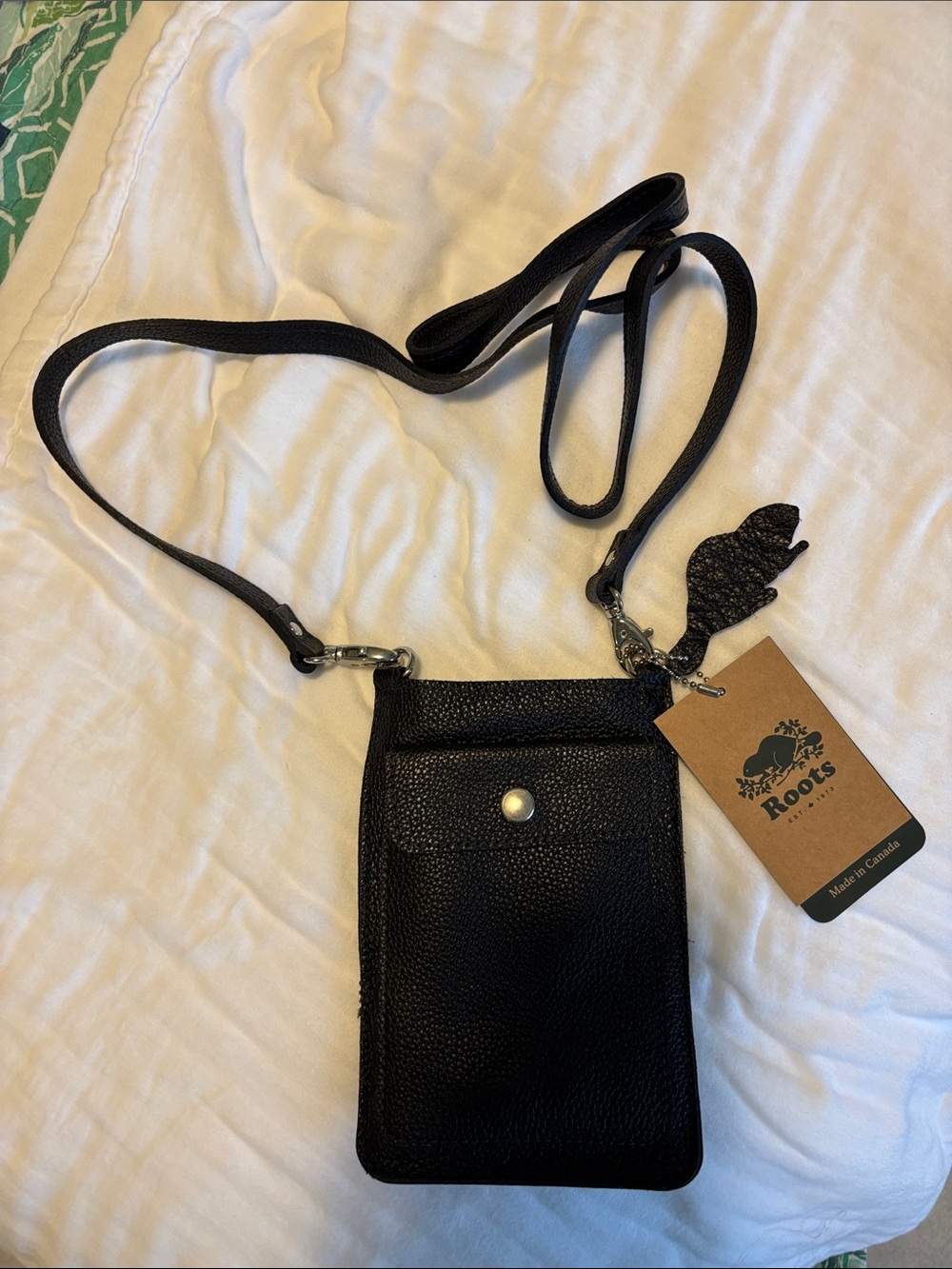 Black roots, leather phone, Crossbody pouch